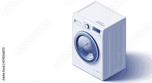Modern Washing Machine Illustration with Clean Lines and Subtle Shading
