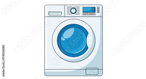 Modern Washing Machine with Blue Door Vector Illustration Isolated