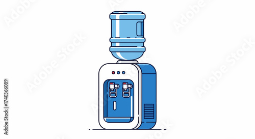 Modern Water Cooler Dispenser Isolated on White Background, Studio Shot