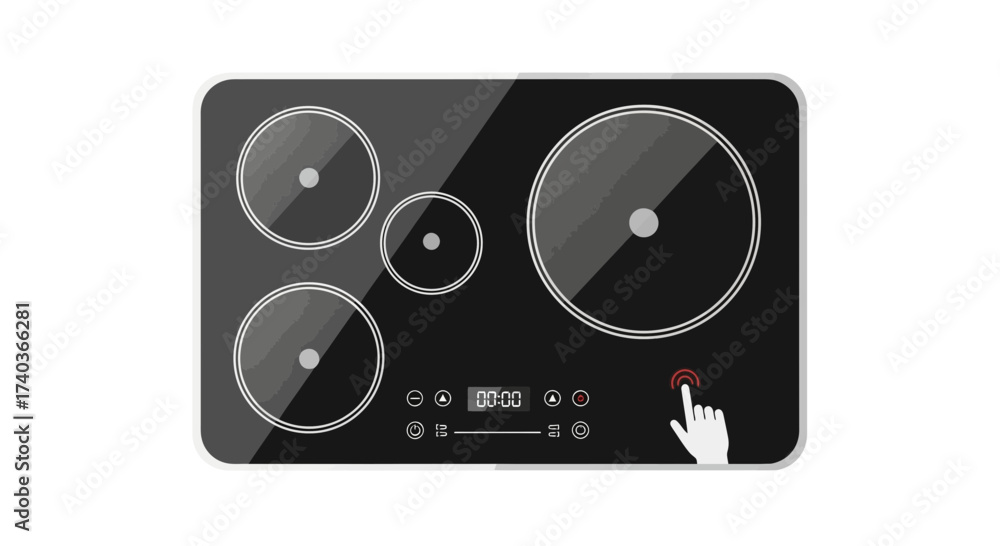 Fototapeta premium Sleek Induction Hob Illustration for Culinary and Kitchen Appliance Design