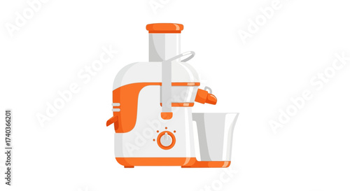 Orange and white electric juicer, appliance for healthy lifestyle