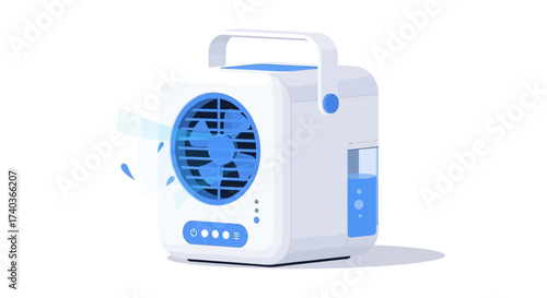 Portable air cooler blowing cool air, perfect for personal comfort