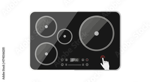 Sleek Induction Hob Illustration for Culinary and Kitchen Appliance Design
