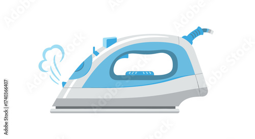 Stylized steam iron illustration, symbol of cleanliness and efficiency
