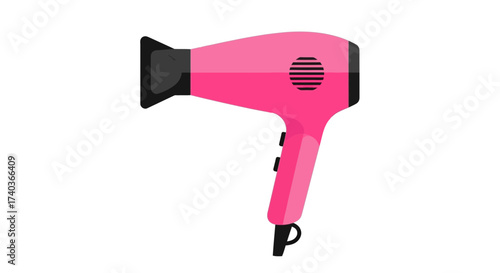 Stylized pink hair dryer illustration for beauty and grooming concepts