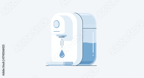 Stylized Water Dispenser Illustration with Modern Minimalist Design
