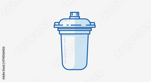 Stylized Water Filter Cartridge Depiction in Minimalist Blue Outline