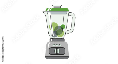 Vector Illustration of a Blender Preparing Green Smoothie ingredients inside