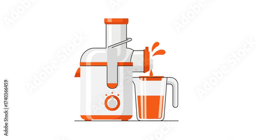 Vector illustration showcasing a juicer with juice pouring into a jug