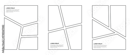 Set of comic strip layout with line style for moodboard or photo collage