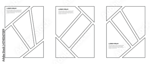 Set of comic strip layout with line style for moodboard or photo collage