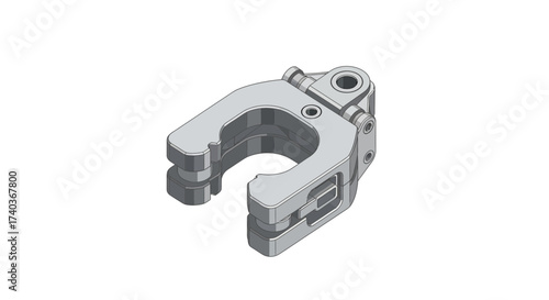 Detailed 3D Render Depicting an Intricate Mechanical Clamp Component