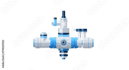 Detailed futuristic plumbing design illustration on a clean white backdrop