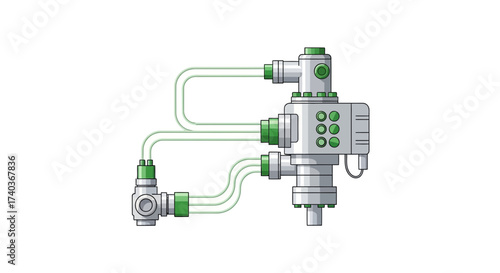 Detailed illustration of a complex industrial valve system schematic