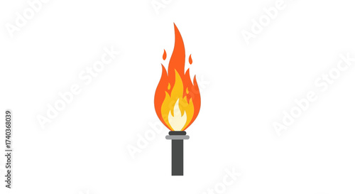 Illustration of a burning torch on white background, symbolizing passion