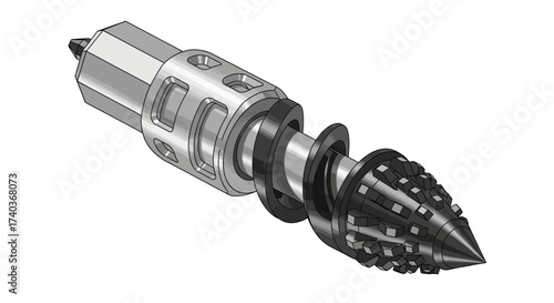 Illustration of a mechanical drill bit, used in industrial applications