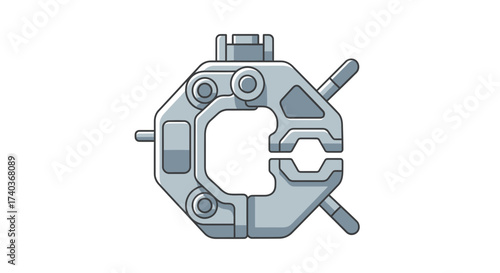 Illustration of a sturdy metal clamp for industrial applications