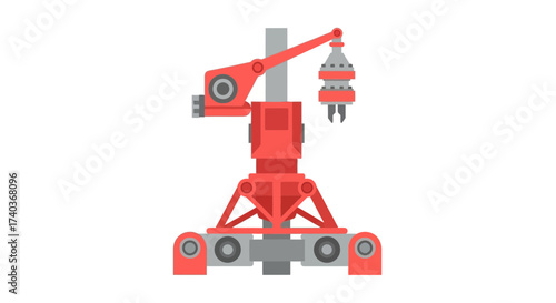 Illustration of an industrial robotic arm, isolated on a white background