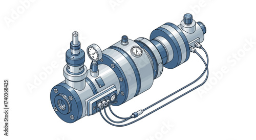 Isometric illustration of industrial complex machine on a clean background