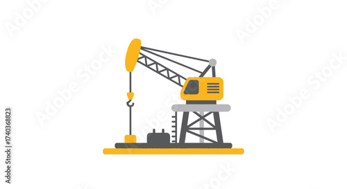 Modern Oil Rig Illustration in Flat Design for Energy Production