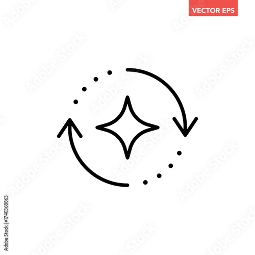 Single round regenerate line icon, simple artificial intelligence prompt cycle flat design vector pictogram, infographic interface elements for app logo web button ui isolated on white background