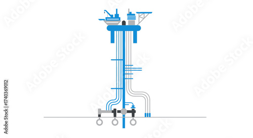Schematic illustration for offshore drilling and hydrocarbon extraction
