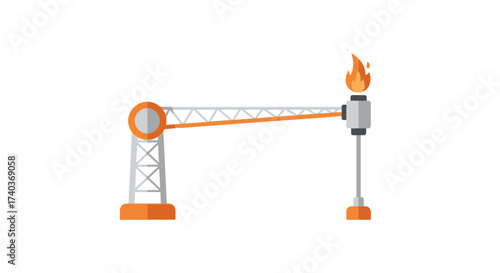 Stylized Flare Stack Illustration against White Backdrop showcasing Industrial