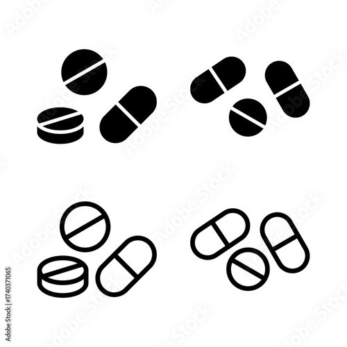 Pills icon vector illustration. capsule icon. Drug sign and symbol