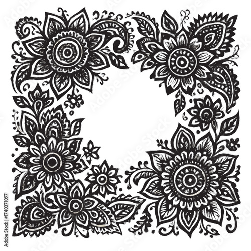 vector floral frame mehndi style 