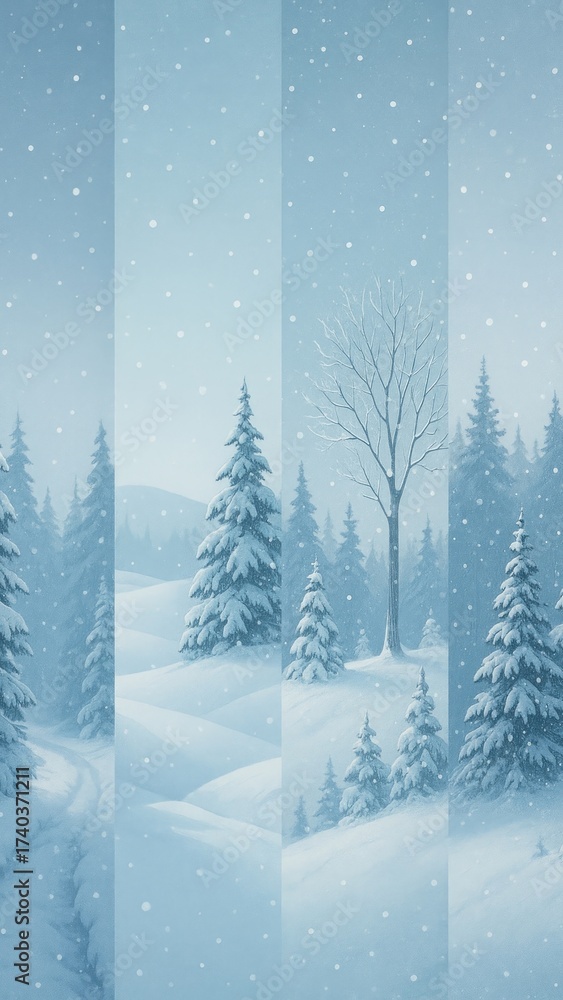 Fototapeta premium Serene snowy winter landscape mobile wallpaper