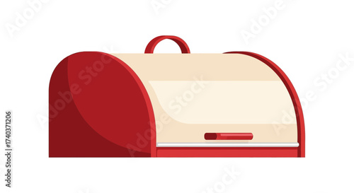Charming Red and Beige Bread Box Illustration for Freshness Storage