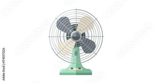 Charming retro electric fan illustration for home decor and climate control