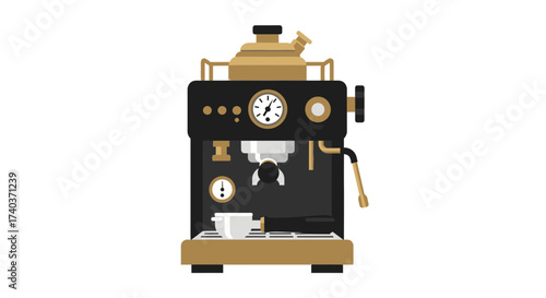 Classic espresso maker illustration on a white background, stylish design