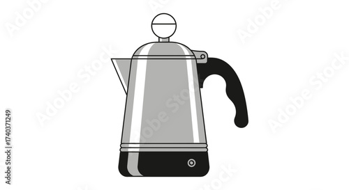 Classic Stove Top Espresso Maker in Minimalist Style Illustration