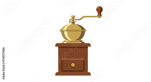 Elegant Vintage Style Coffee Grinder Illustration on Plain Background