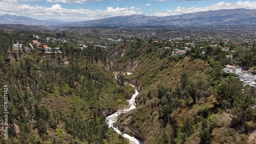 Stunning 4K aerial drone footage showcasing the beauty of Cumbayá city in Ecuador. This video captures sweeping views of the urban landscape, residential areas, lush green valleys, and the surrounding