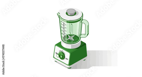 Illustrated Electric Blender in Green Color Scheme, Perfect for Smoothies
