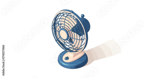 Illustration of a portable fan offering cooling and breezy comfort