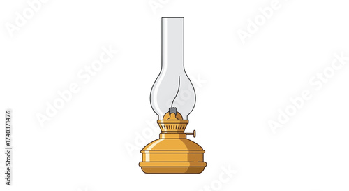 Illustration of a vintage kerosene lamp with glass chimney design