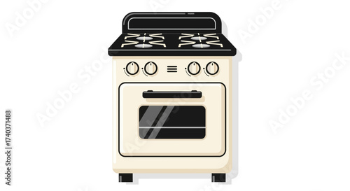 Illustration of a vintage-style gas stove, suitable for culinary projects