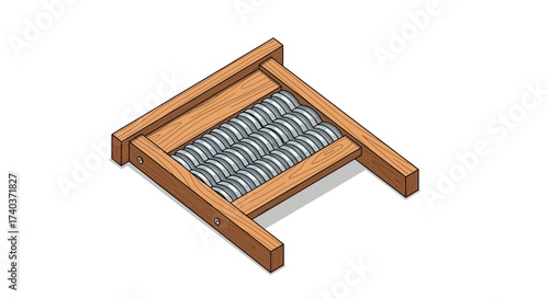 Isometric Wood Framed Rolling Massager Tool for Relaxation Therapy