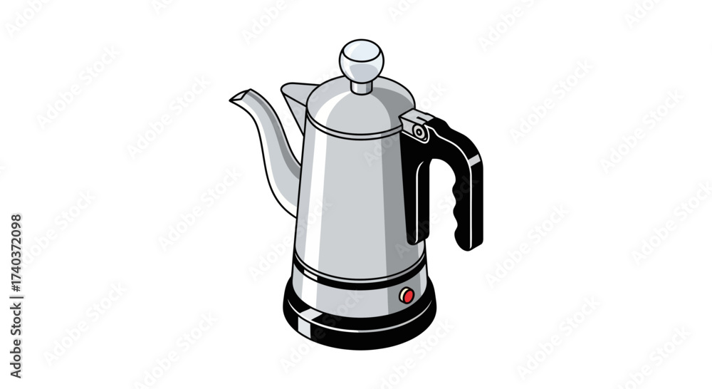 Obraz premium Sleek Silver Electric Kettle with Black Accents on a Clean White Backdrop