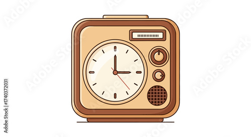 Retro Style Alarm Clock Illustration with Clean Design and Earthy Tones