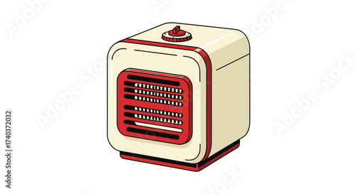 Retro style cube heater object icon isolated on white background