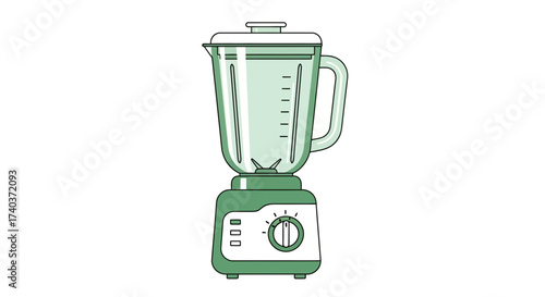 Simple green blender illustration with line work on a white background