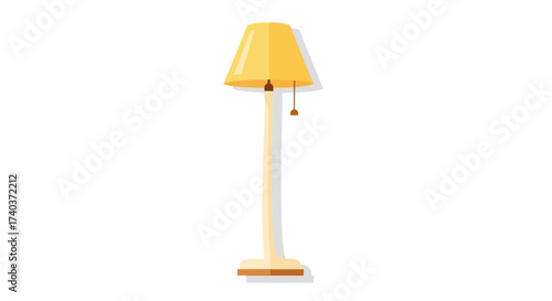 Stylized Floor Lamp Illustration in Soft Yellow and Beige Tones