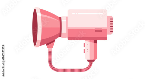Stylized Illustration of Vintage Hair Dryer in Shades of Pink Palette