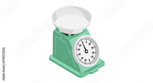 Stylized Kitchen Scale Illustration in Retro Green Palette Design