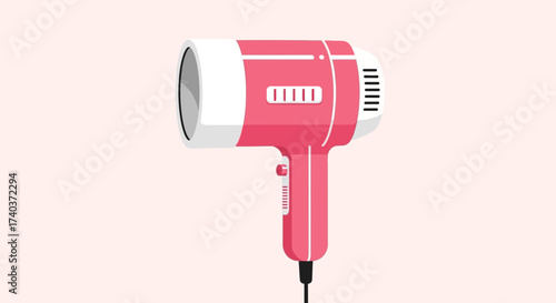 Stylized Pink Hair Dryer Isolated on a Clean Background Illustration