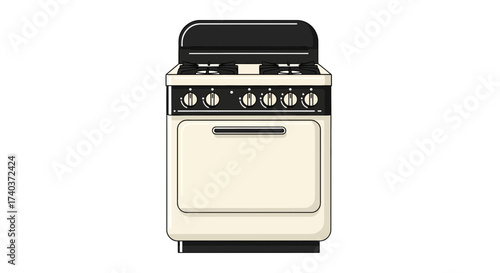 Vintage Kitchen Range Illustration with Timeless Appliance Appeal